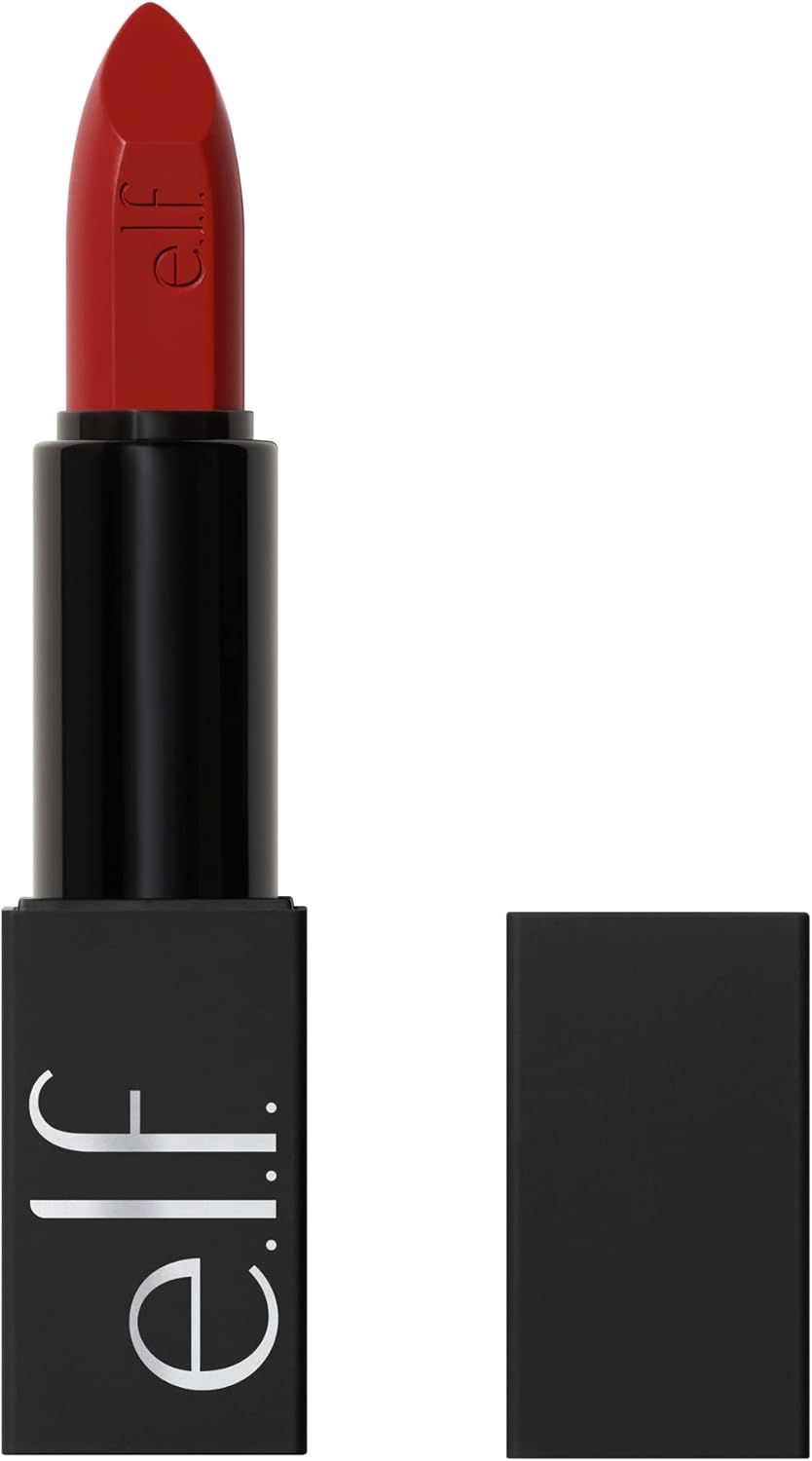 e.l.f. O Face Satin Lipstick, Richly Pigmented, Nourishing & Long-Lasting Creamy Lipstick, Infused With Jojoba, Vegan & Cruelty-Free, Spicy