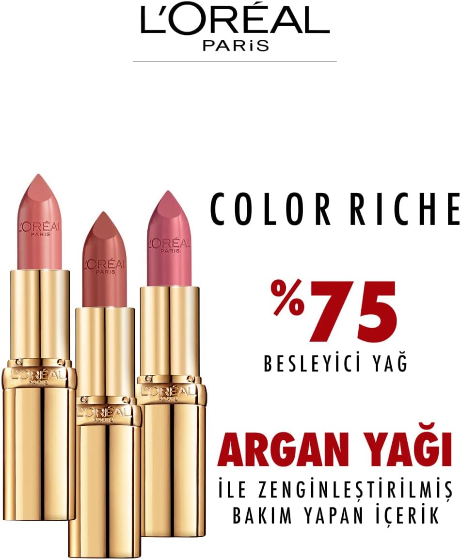 L'Oréal Paris Color Riche Satin Smooth Lipstick, Moisturising Pure Pigment Lip Colour, With Omega 3 & Vitamin E, 107 Seine Sunset